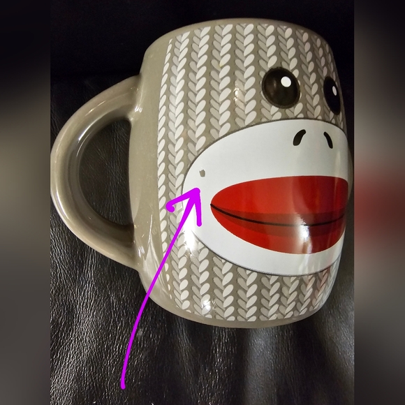 Double Handle Gray Knit Sweater Sock Monkey Mug EUC - Picture 4 of 6